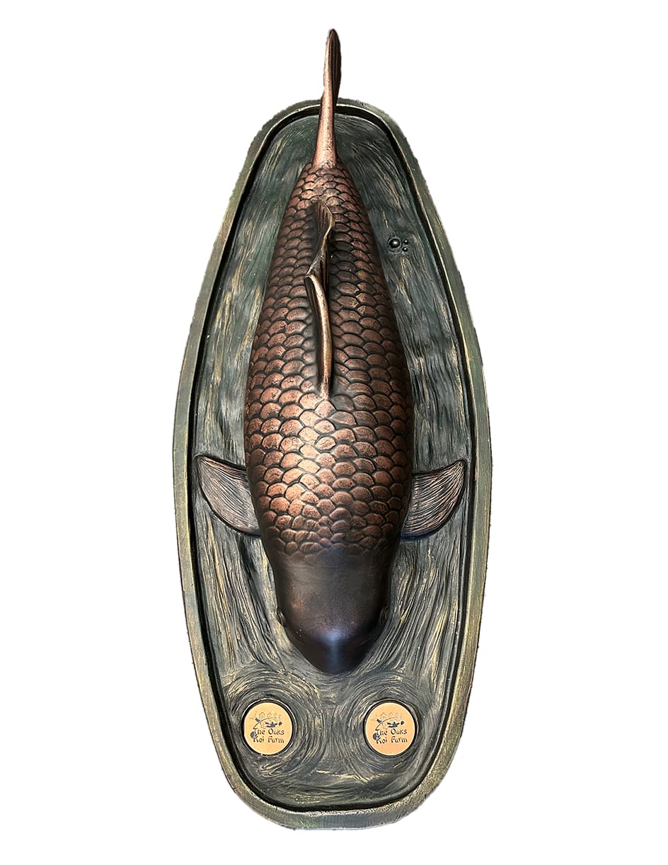OKF Bronze Statue Koi Plaque @ The Oaks Koi Farm